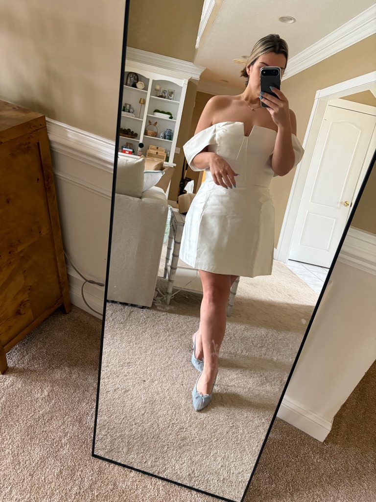 Off-Shoulder White Mini Dress